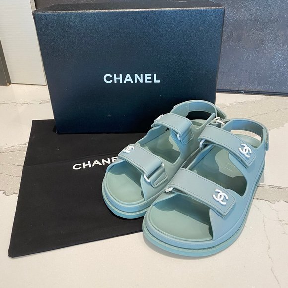 CHANEL Shoes | Chanel Womens Mint Dad Sandals | Poshmark
